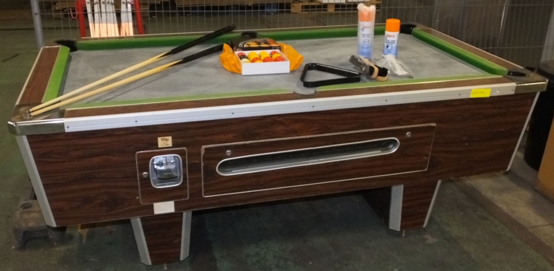 Coin Operated Pool Table - Cues, Balls, Brushes (need reclothing)