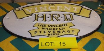 Cast Motorbike sign - The Vincent HRD