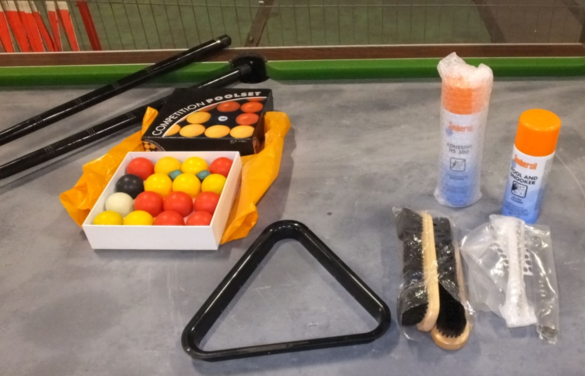 Coin Operated Pool Table - Cues, Balls, Brushes (need reclothing) - Image 2 of 5