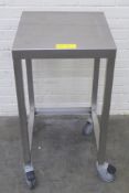 Small, Stainless Steel Table On Castors, Dimensions: 46 x 46 x 90cm (WxDxH)