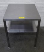 Low Stainless Steel table, This has 1 shelf. Dimensions: 60 x 60 x 80cm (WxDxH)