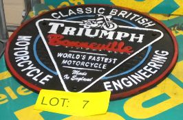 Cast sign - Triumph Bonneville