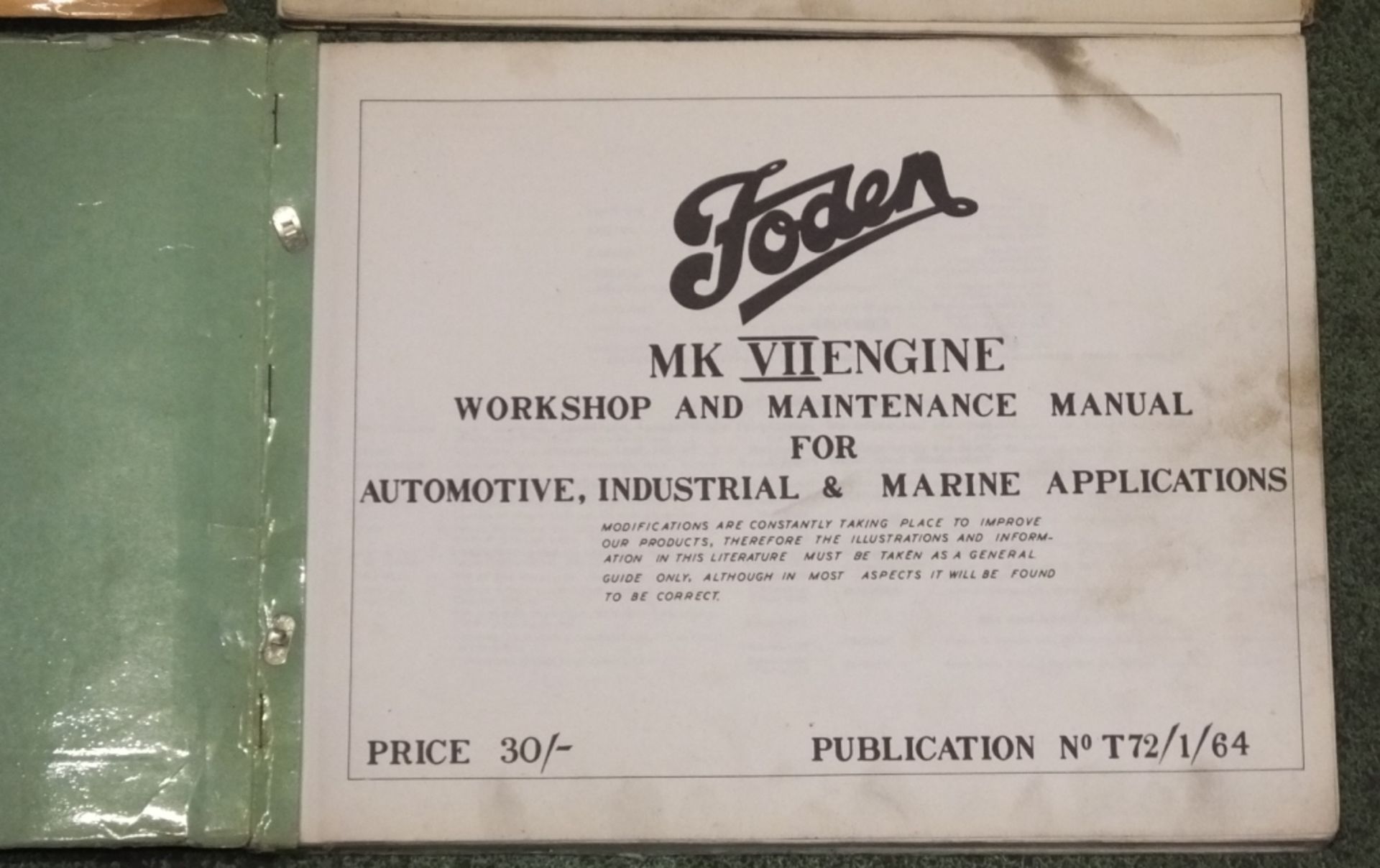 Foden chassis maintenance manual 1961, Foden mkVII Engine workshop manual 1964 - Image 3 of 5
