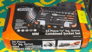 Draper 34 piece 3/8" Square Drive Combined Socket Set