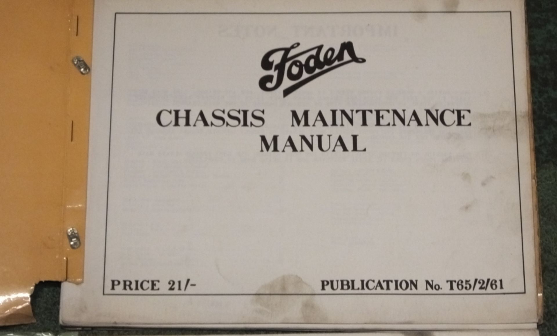 Foden chassis maintenance manual 1961, Foden mkVII Engine workshop manual 1964 - Image 2 of 5