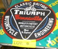 Cast sign - Triumph Bonneville