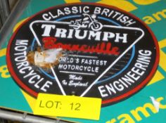 Cast sign - Triumph Bonneville