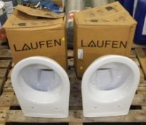 2x Laufen Wall Mountable toilets