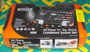 Draper 34 piece 3/8" Square Drive Combined Socket Set