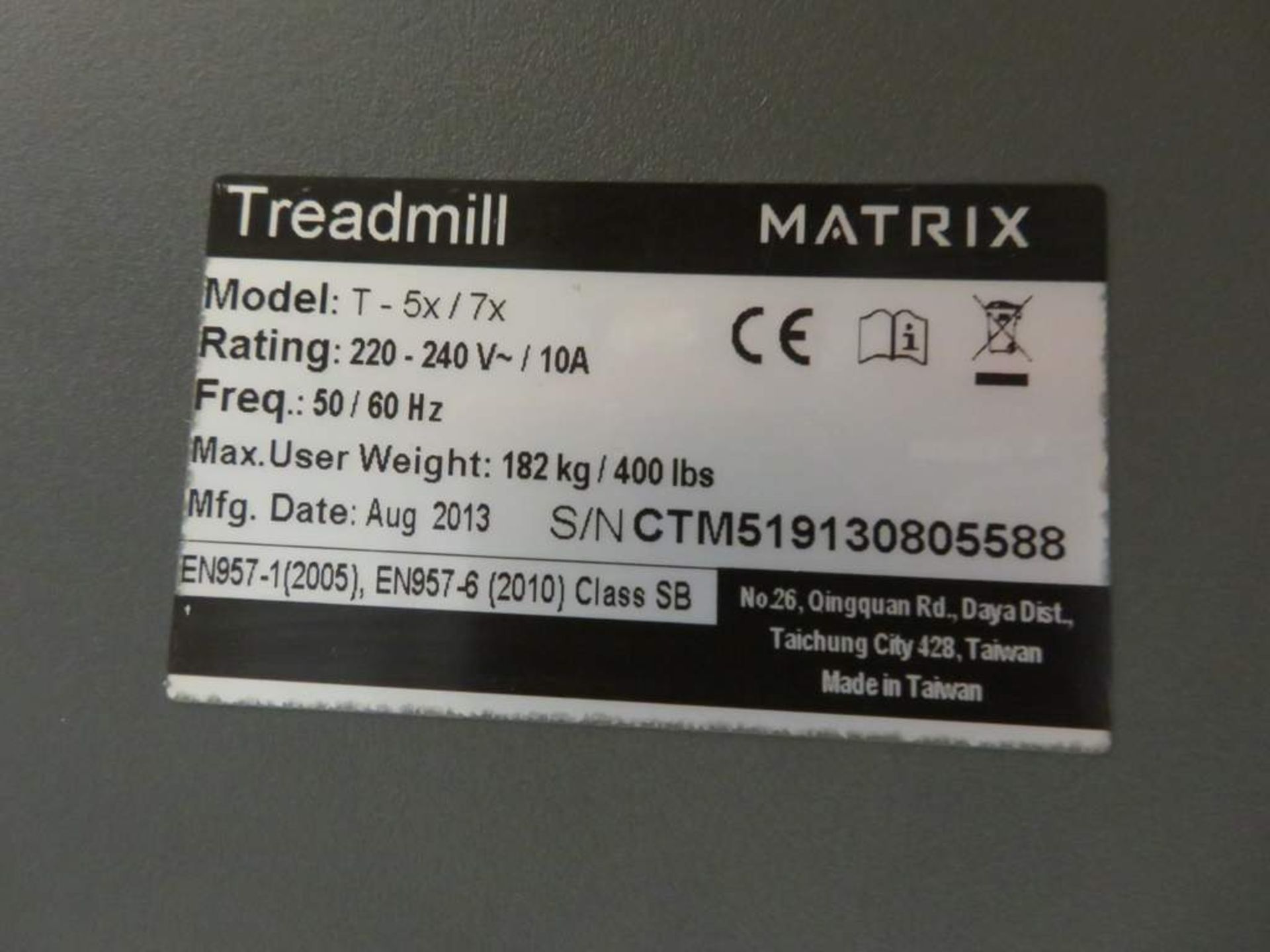 Matrix Treadmill Model: T-5x/7x - Image 8 of 10
