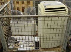 2x Air Conditioning Units, 2x Fans, Heater, Extension Leads.