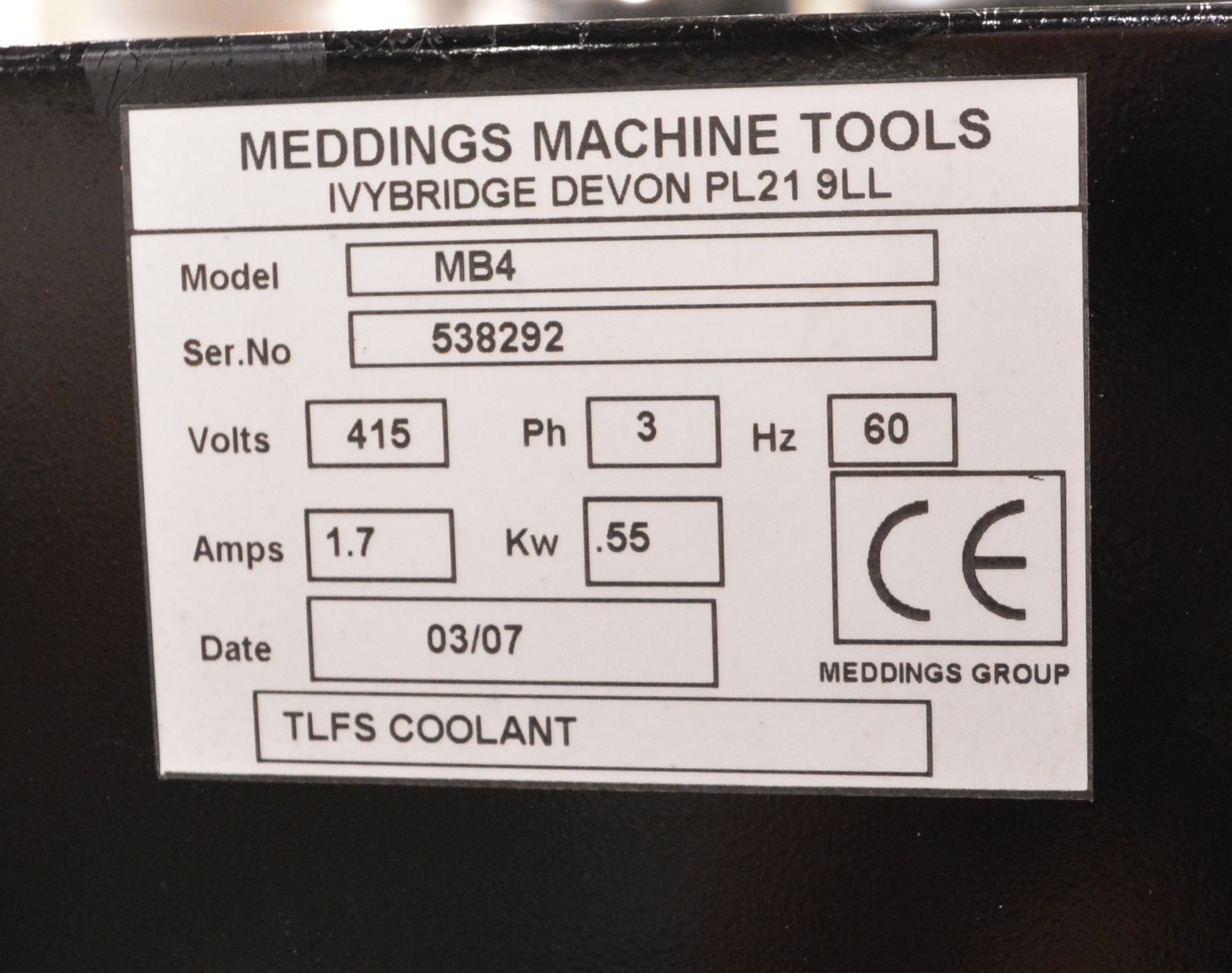 Meddings MB4 Bench Drill 3PH 440v 60HZ. - Image 3 of 4