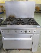 Elite 6 Ring Gas Burner Oven Range 92 x 75 x 91cm (WxDxH) 145cm High with Back Splash