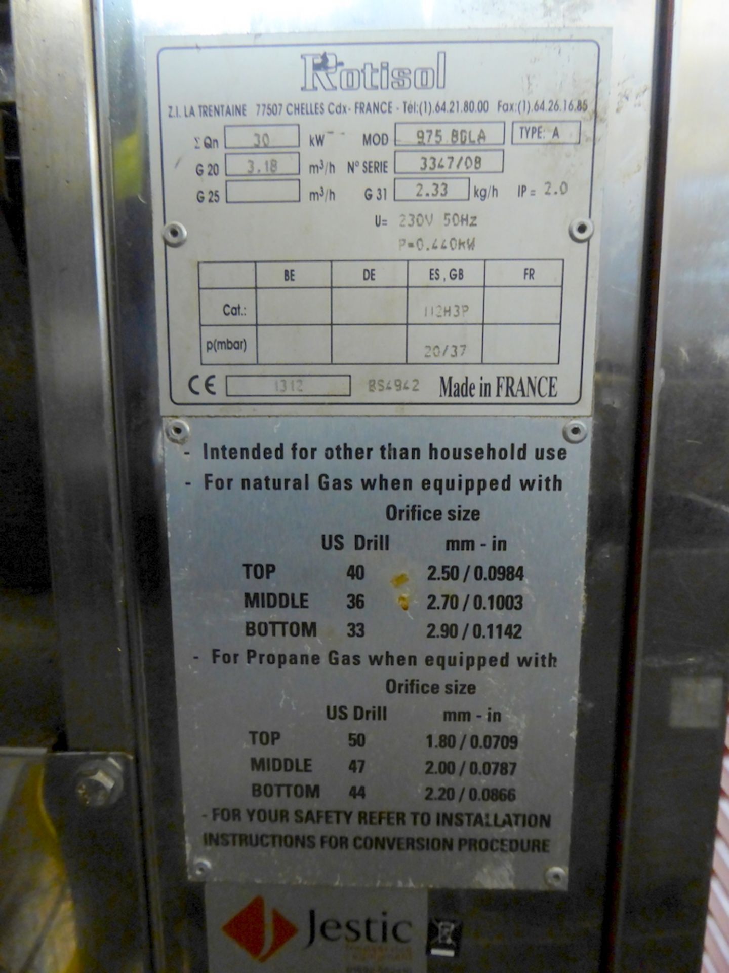 Rotisol 97S Gas Rotisserie 98 x 52 x 175cm (WxDxH) - Image 12 of 12