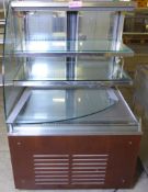 New Pastry UK09 - Chilled Stainless Steel & Glass Display Cabinet +3 - +7°C, 90 x 78 x 130