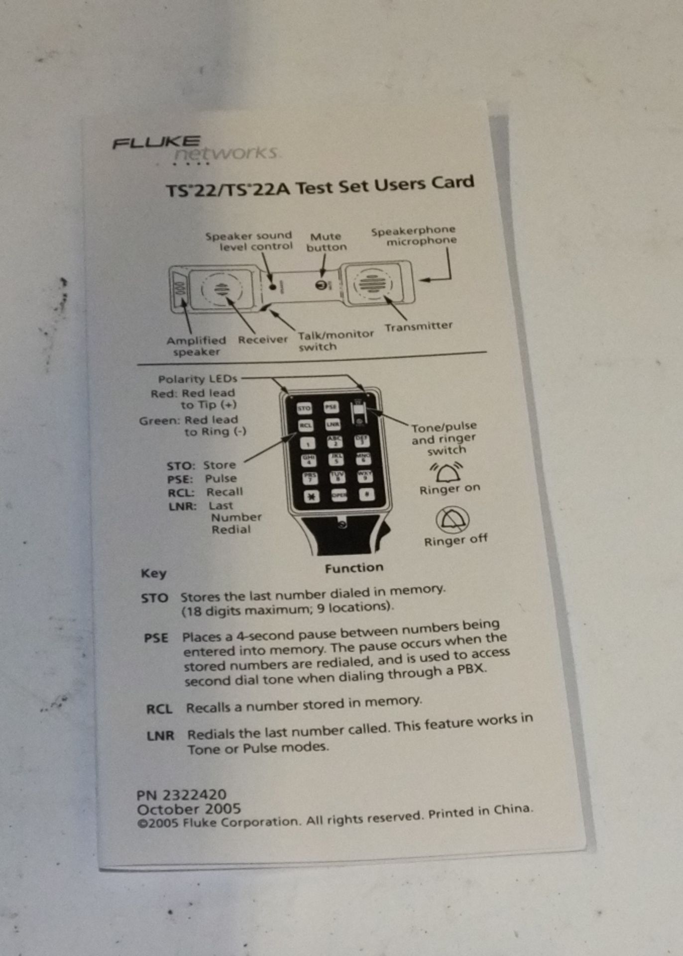 Fluke Networks TS22A test set - Bild 5 aus 5