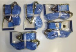 5x Rachet & Straps - 4M x 50mm x 5000kg - blue