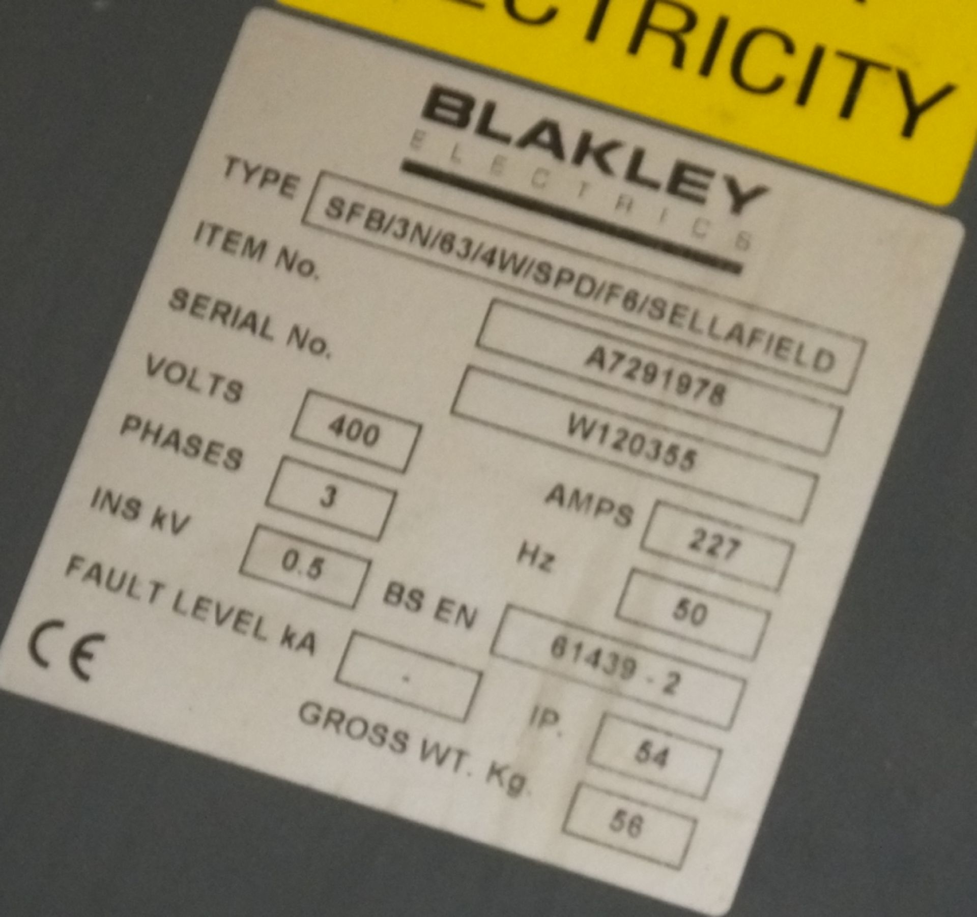 Blakeley SFB/3N/63/4W/SPD/F6 Power juction / distribution box - A7291978 - Image 2 of 2