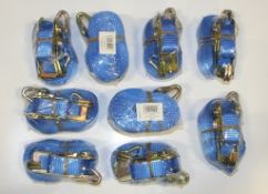 9x Trailer Rachets & straps - 6M x 25mm x 800kg - blue
