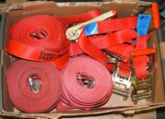 5x Lorry tie down Rachets & Straps - Red