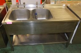 Double sink single drainer sink - 1400mm long