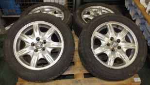 4 Jaguar 225/55 R16 alloy wheels with Jaguar centre