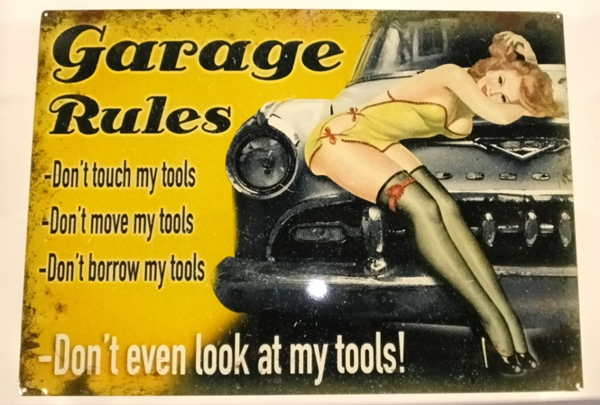 Tin sign - Garage Rules