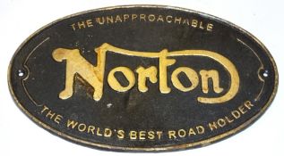 Cast Motorcycle sign - Norton