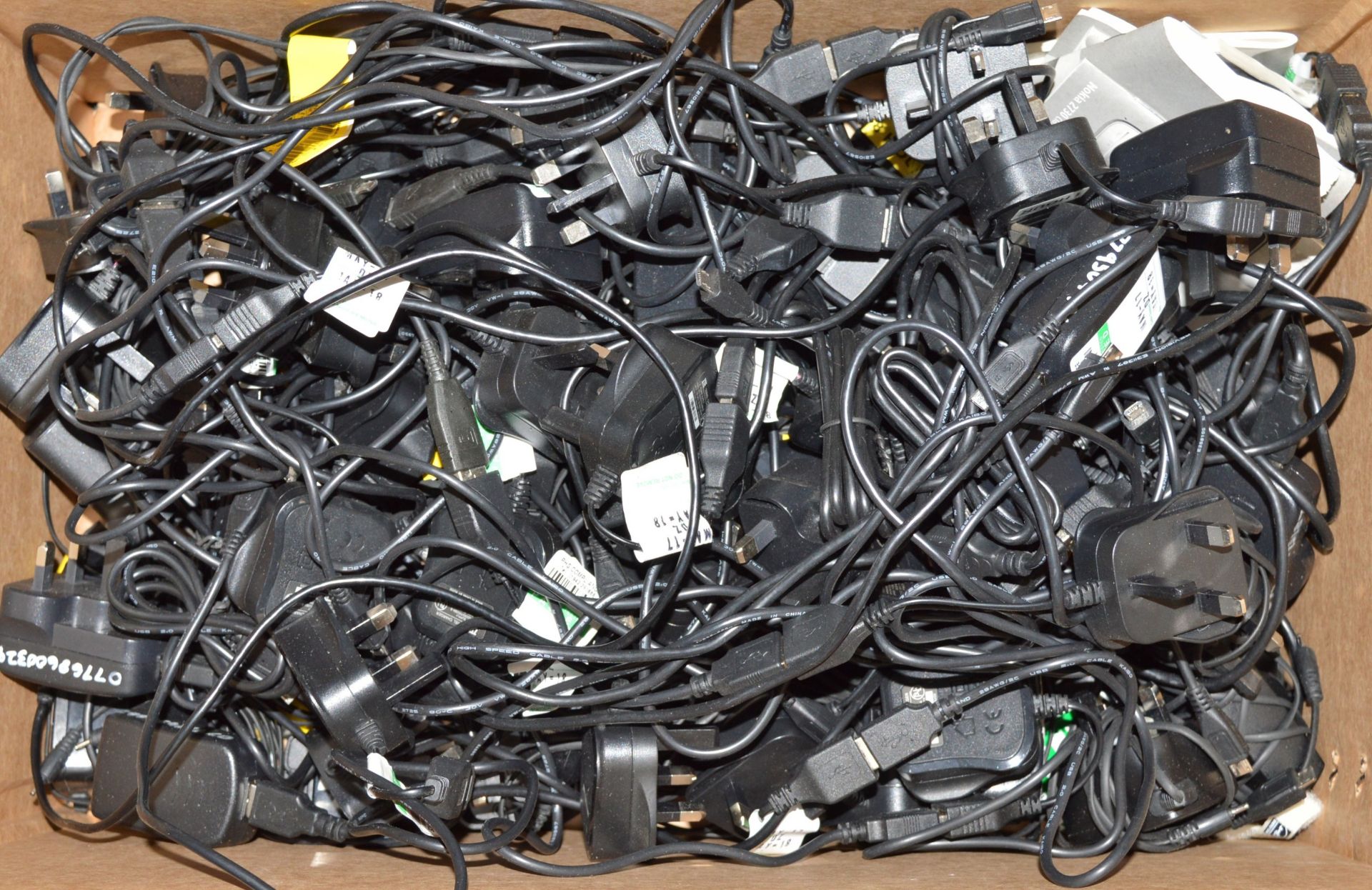 Box of Phone Chargers.