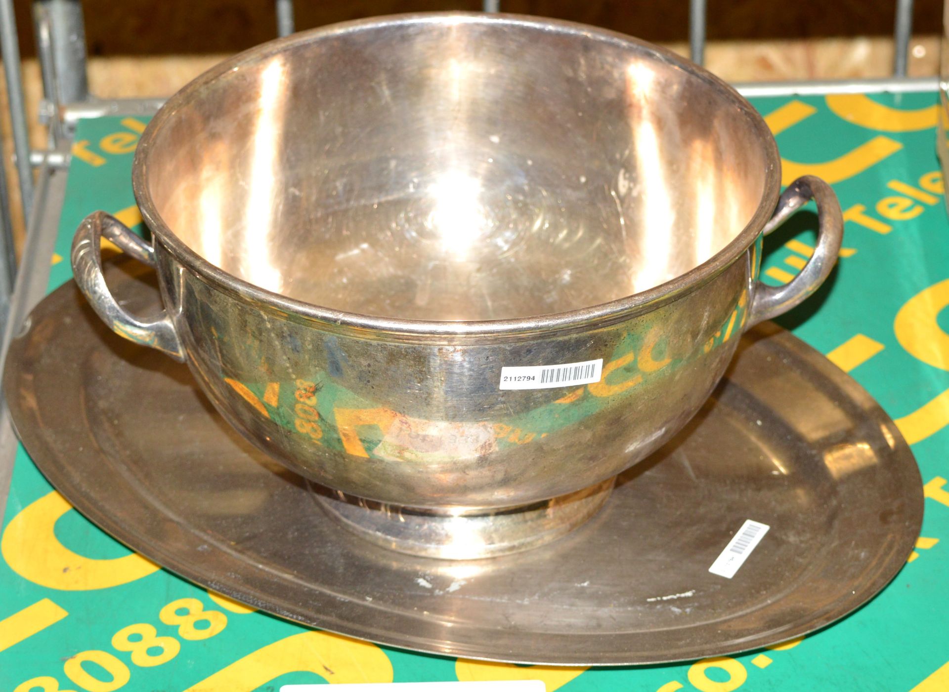 SIlver Plated Serving Platter & Bowl.