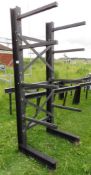 4x Heavy duty cantilever racking & 4 Metal tressel table ends