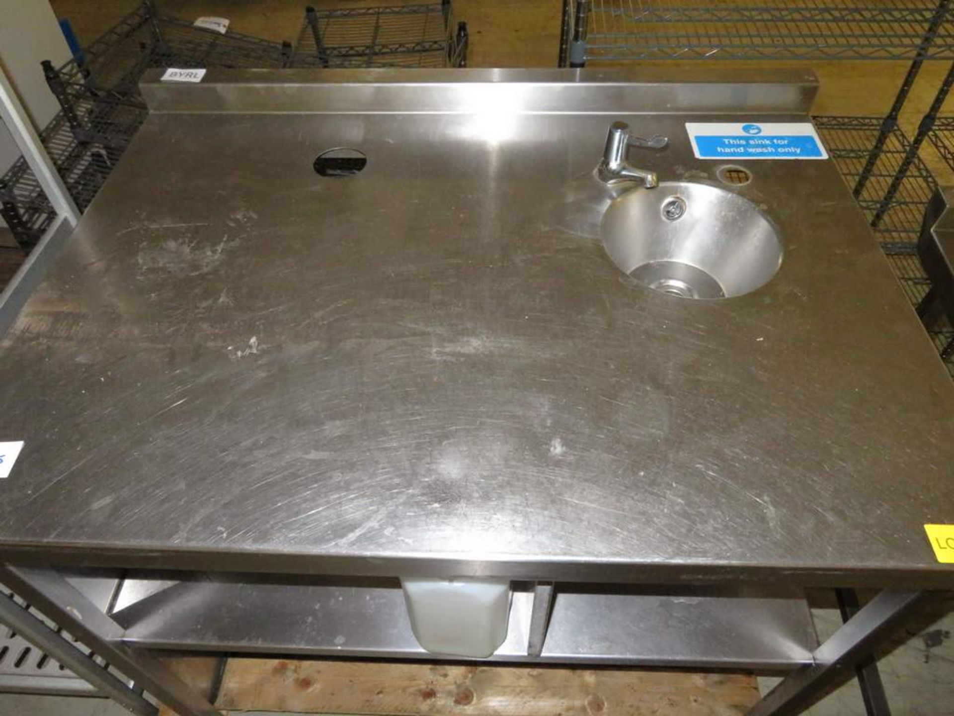 Stainless steel kitchen preparation table with sink - Image 2 of 3