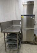 Maidaid Evolution 2035WS HR Pass Through Dishwasher & Stainless Feeder Table