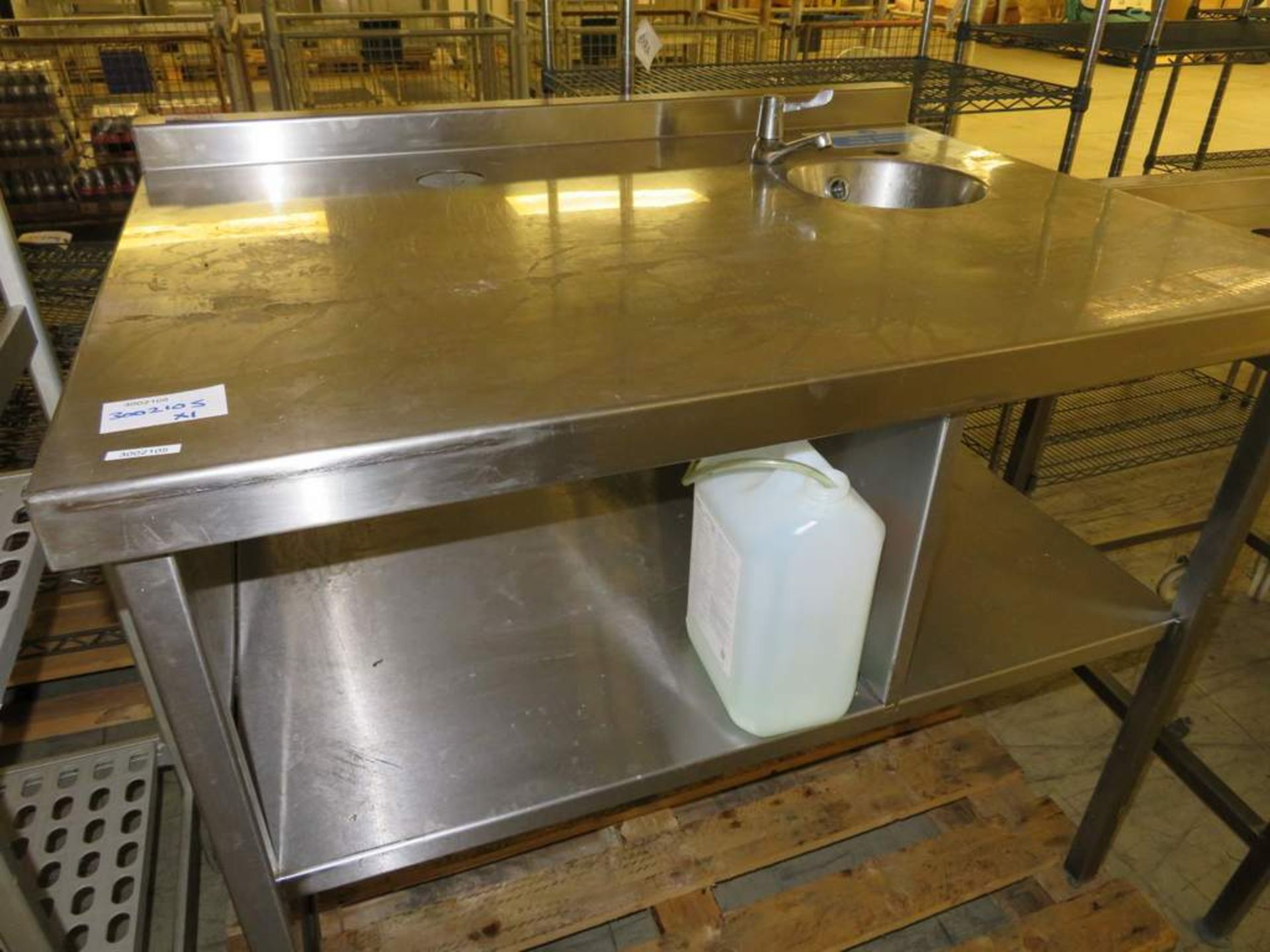 Stainless steel kitchen preparation table with sink - Image 3 of 3