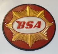 Cast Motorcycle sign - BSA