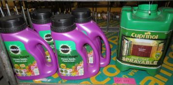 MIracle Gro flowermagic liquid bottles, Cuprinol one coat spray