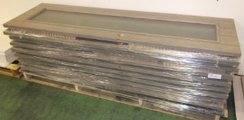 9x Laminated Door panels - Light wood effect - glazed - 1975 x 585 x 33