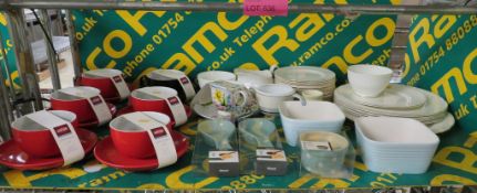 6 x Cappuccino cups and various crockery