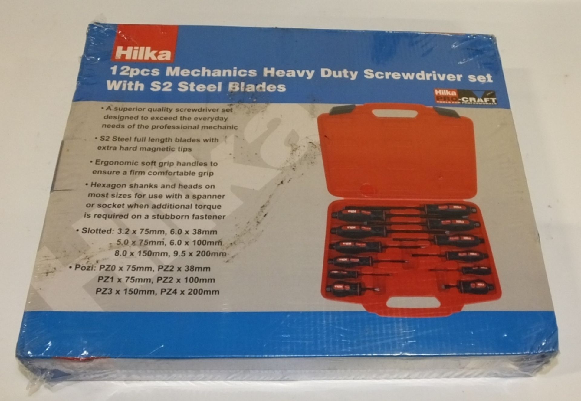 Hilka 12 piece Mechanics Heavy Duty Screwdriver set with S2 Steel blades