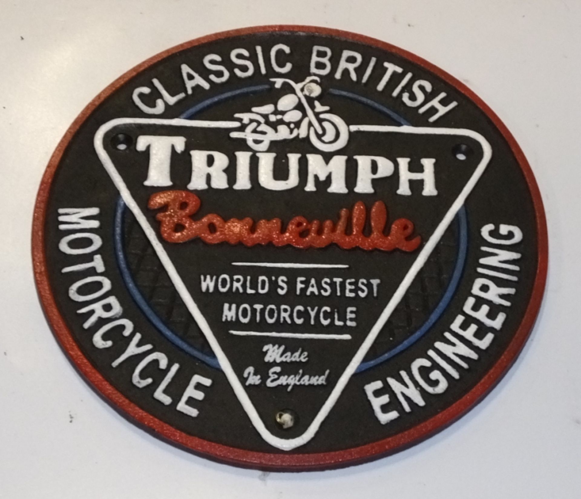 Cast Motorcycle sign - Triumph Bonneville