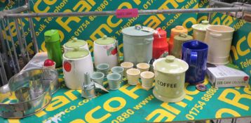 Storage containers, egg cups, drinks bottle, Eco can crusher