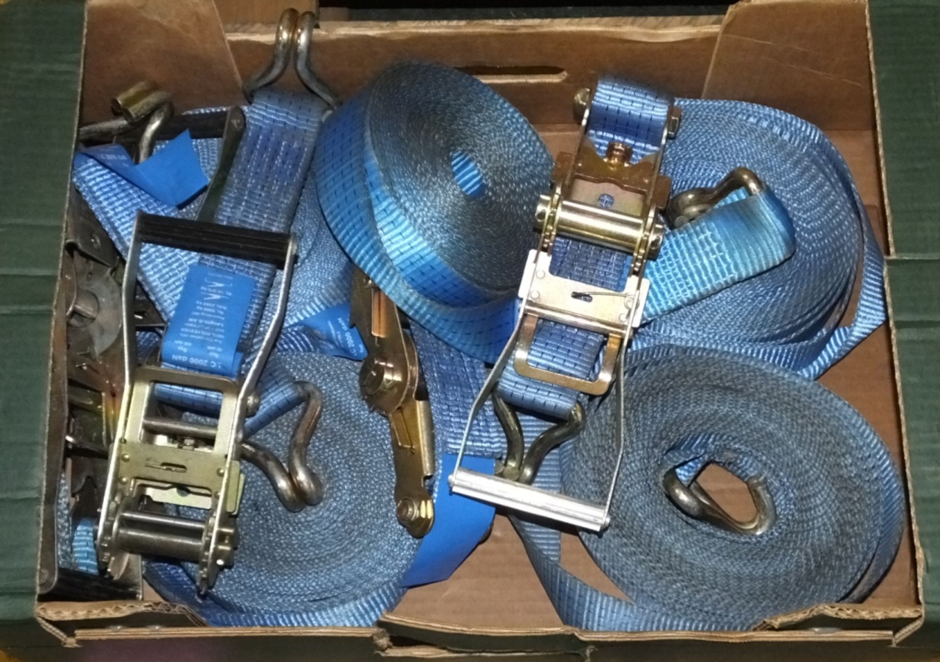 5x Lorry tie down Rachets & Straps - Blue