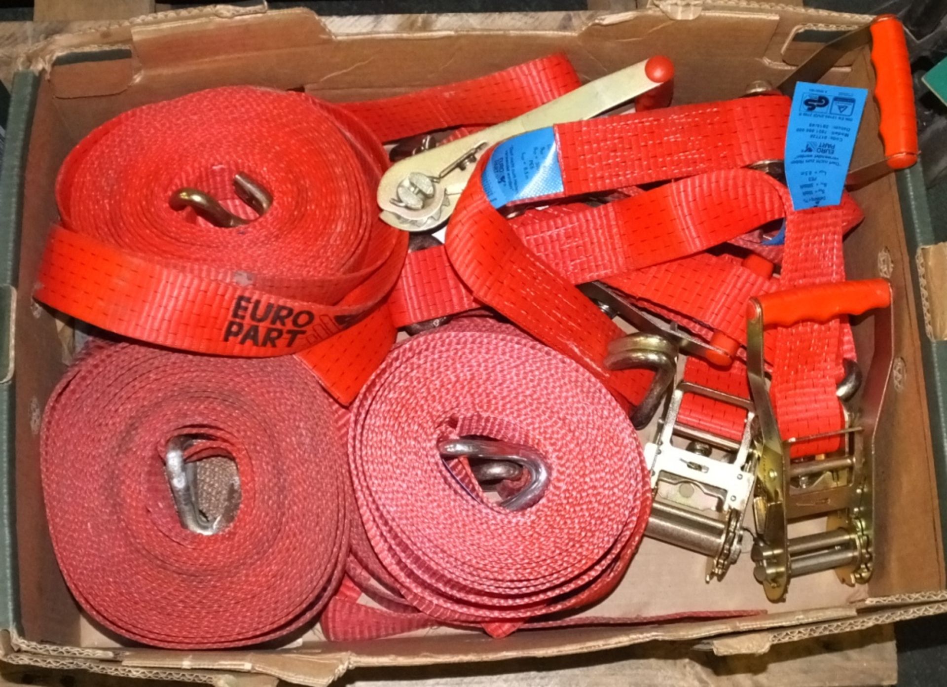 5x Lorry tie down Rachets & Straps - Red