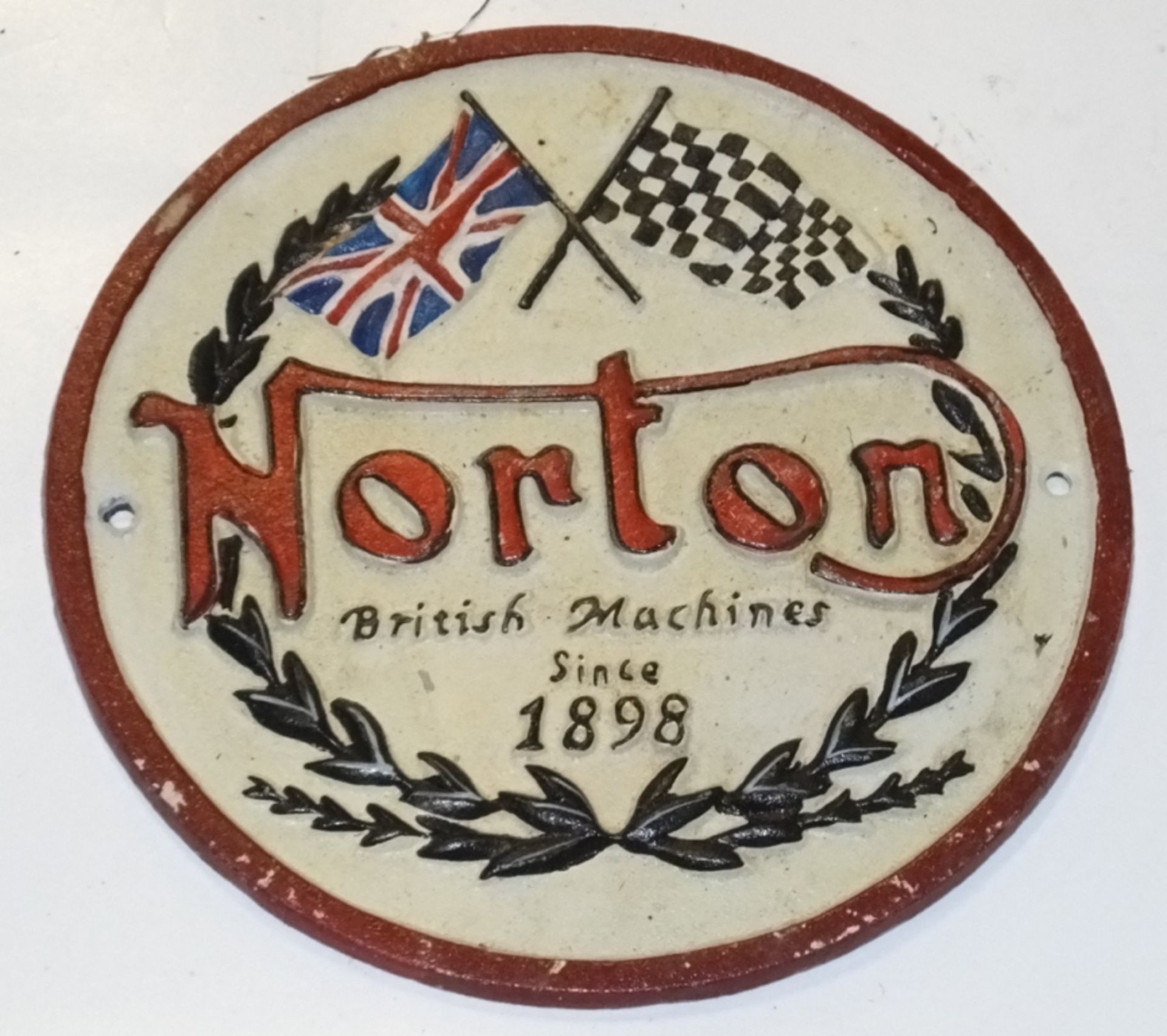 Cast Motorcycle sign - Norton