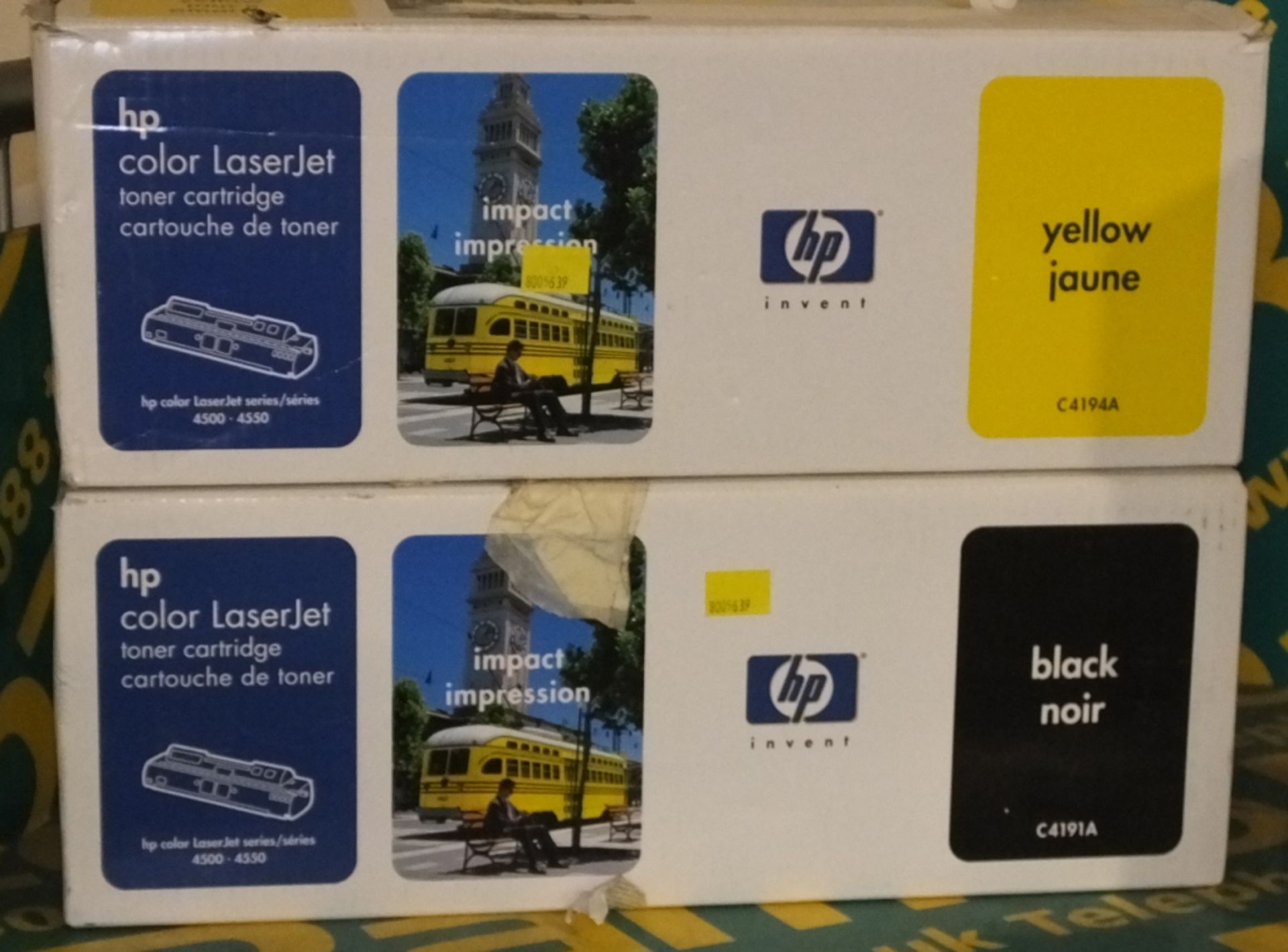 3x HP Printer Cartridges - Yellow C4194A, 1x HP Printer Cartridge - BLack C4191A - Image 3 of 3