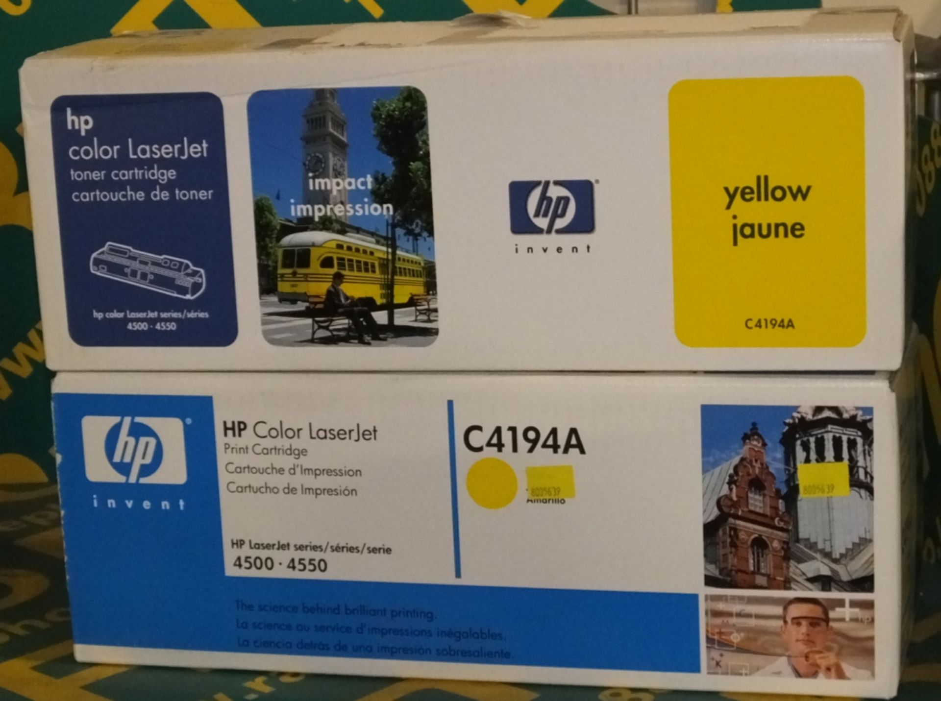 3x HP Printer Cartridges - Yellow C4194A, 1x HP Printer Cartridge - BLack C4191A - Image 2 of 3