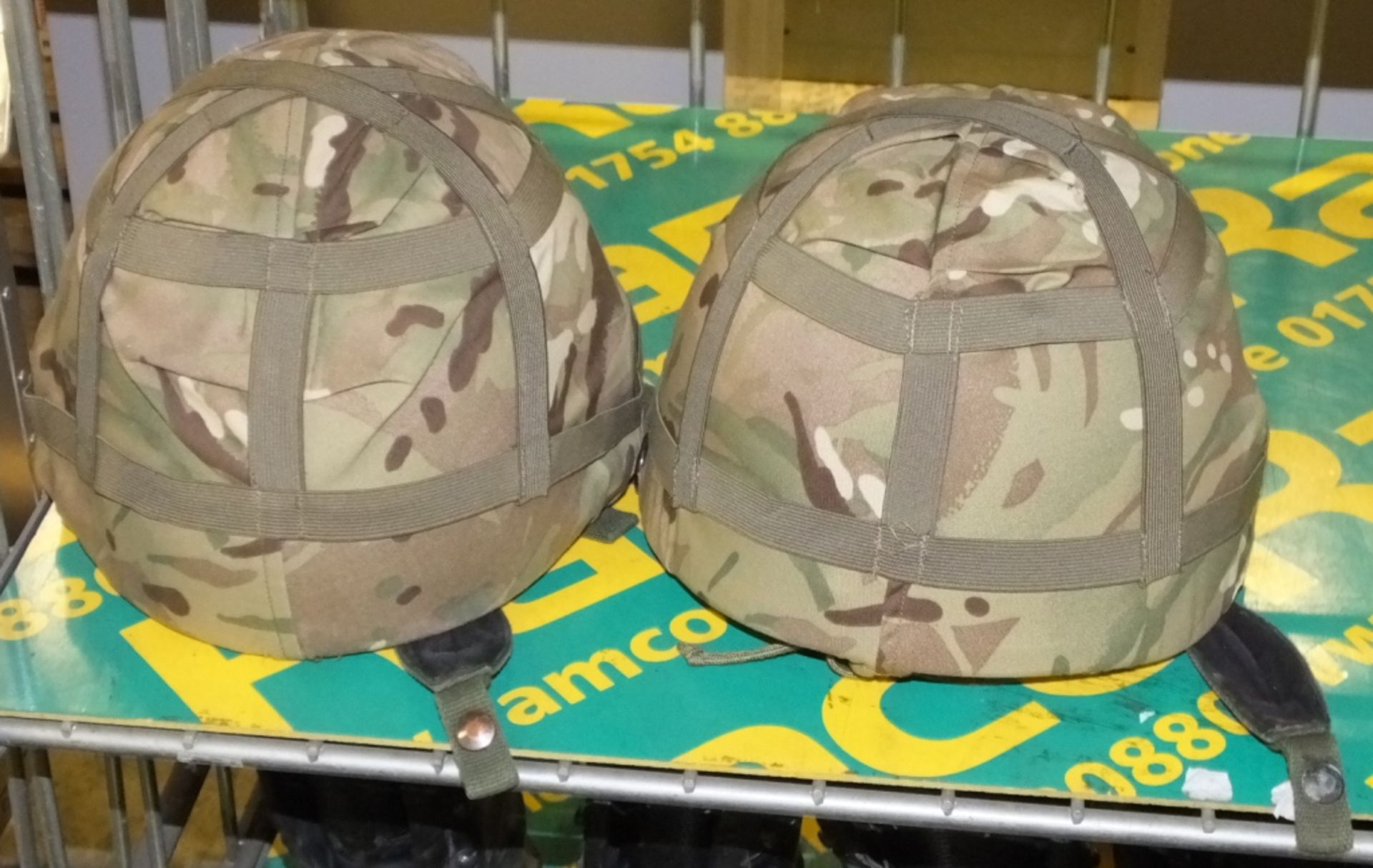 2x Camo helmets, 1x Heavy duty camo backpack - Image 2 of 2