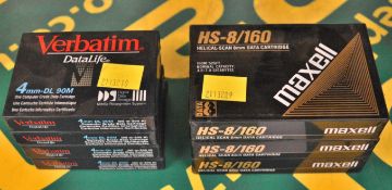 4x Verbatim 4mm-DL 90M Data Cartridge 3x Maxell HS-8/160 Data Cartridge