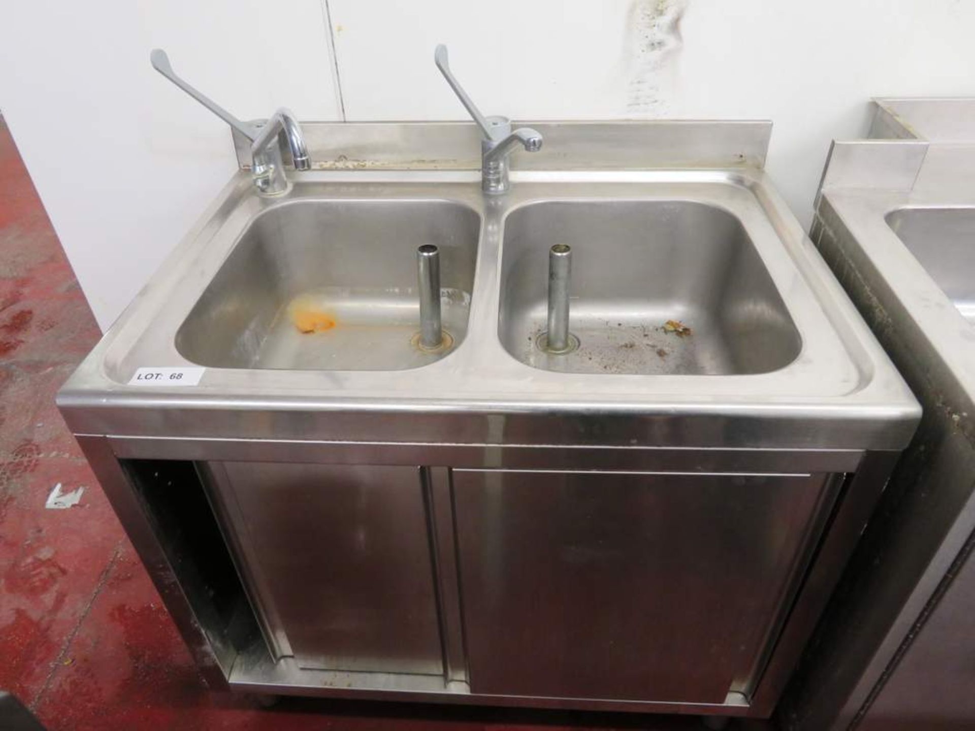 Stainless steel twin deep bowl sink unit