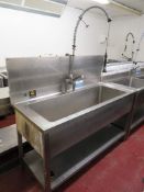 Large stainless steel deep basin sink unit